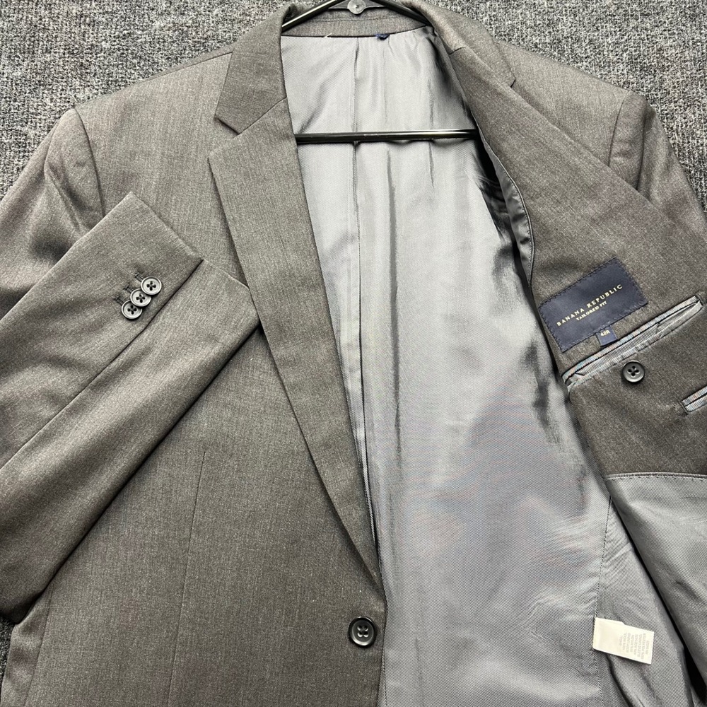 Banana Republic Mens 42R Grey Wool Tailored Fit Suit Jacket Lanificio Cerruti